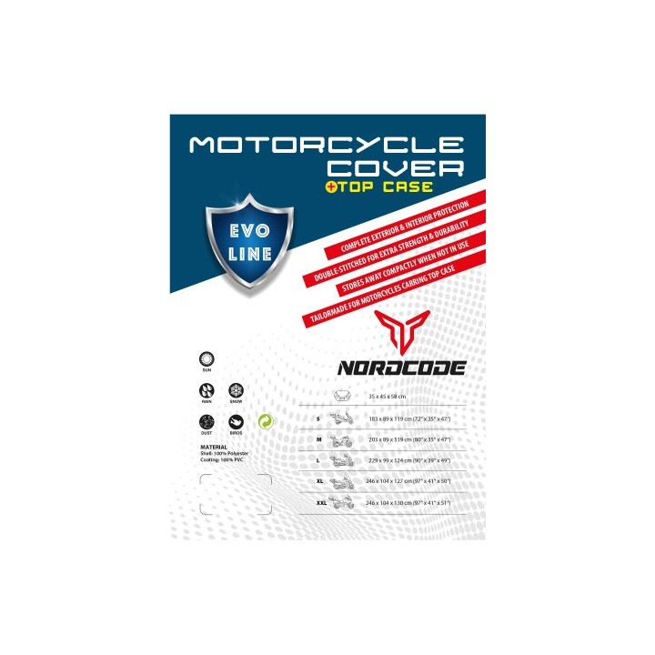 Kάλυμμα μοτό Nordcode αδιαβροχο Evo Line L +Topcase 229*99*124