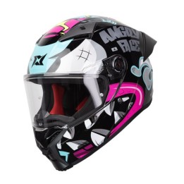 Κράνος AXXIS Fenix Angry Face B8 μαύρο/μπλε/ροζ gloss