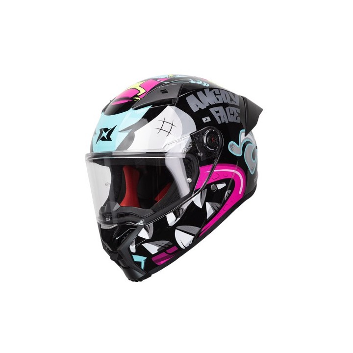Κράνος AXXIS Fenix Angry Face B8 μαύρο/μπλε/ροζ gloss