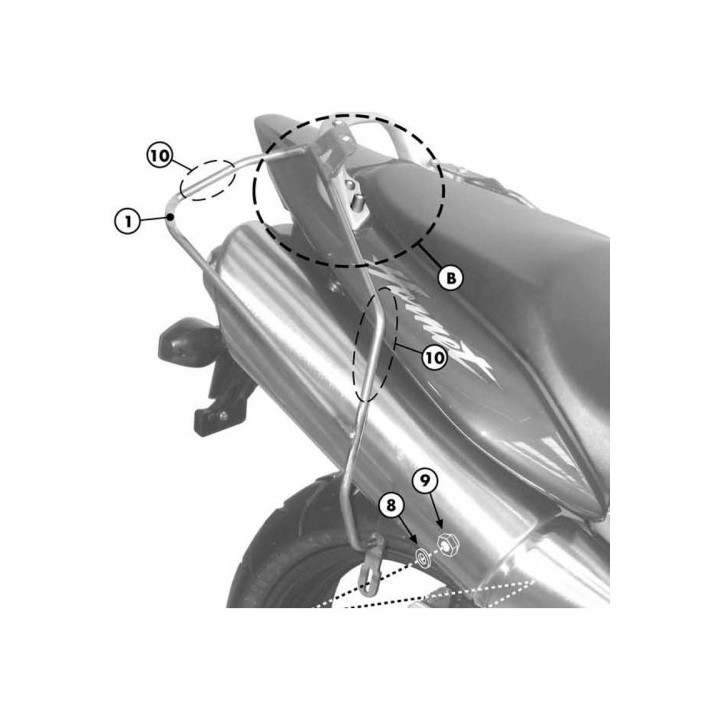 Βάσεις πλαϊνών σάκων T214_Hornet 600'98-06 Honda Givi