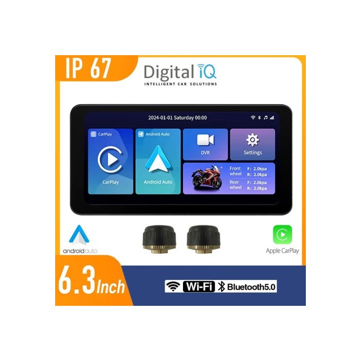 Οθόνη Πλοήγησης Digital IQ 6,3" με tpms αδιάβροχη ipx7 Apple Carplay, Android Auto