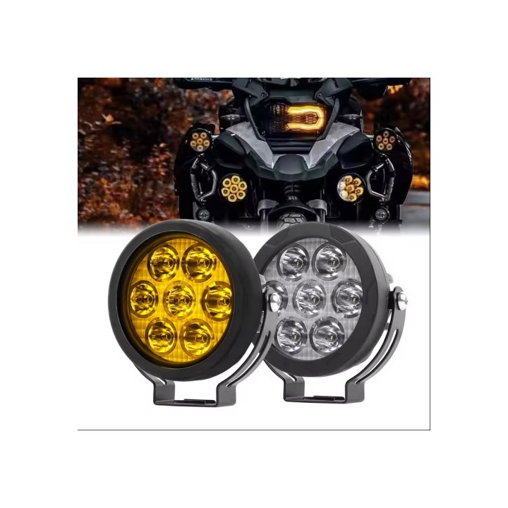 Προβολάκια  αλουμινίου ζεύγος LED IP67 13cm (2 X 35W) 6000 Lumen 6000K  + κιτρινα καπακια